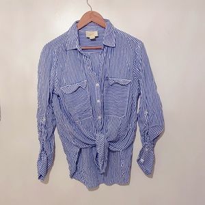 Maeve Blue & White Stripe Shirt